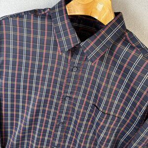 Untuckit Valencay Shirt Men XL Long Sleeve Blue Geometric Wrinkle Free Polyester